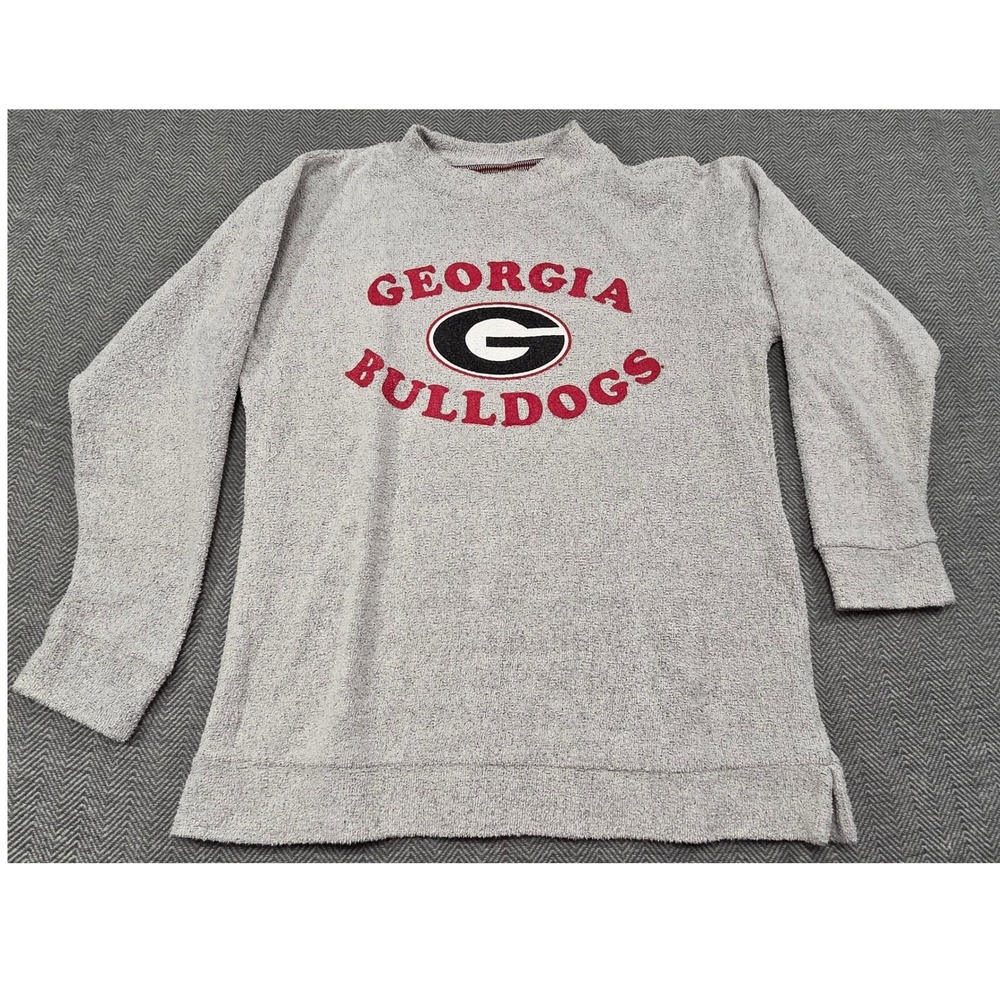 Pressbox Georgia Bulldogs Comfy Terry Sweatshirt‎ Grey Womens Large NCAA UGA